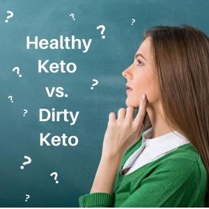 a woman is contemplating choosing a healthy keto vs dirty keto diet.