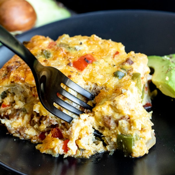 chorizo, eggs, peppers and green chiles make the perfect  crustless quiche