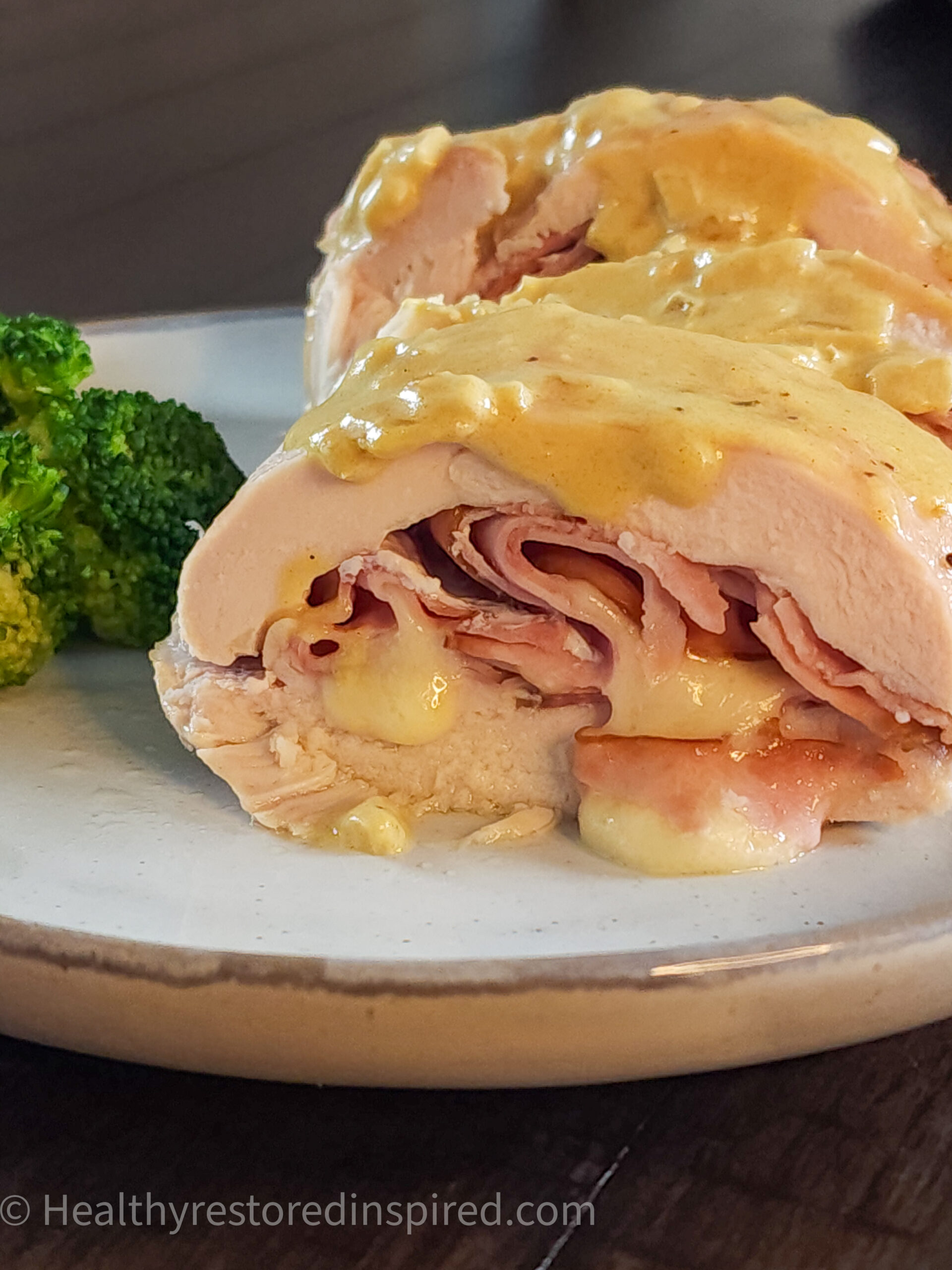 Chicken Cordon Bleu Roulade: Creamy Dijon Sauce